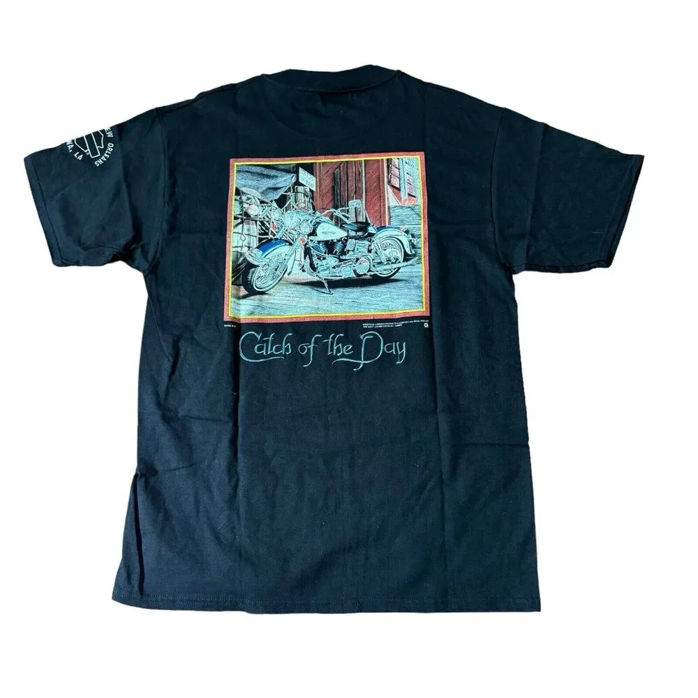 Harley‎ Davidson T-shirt L Men’s Embroidered Catch Of The Day Large 90s Gretna